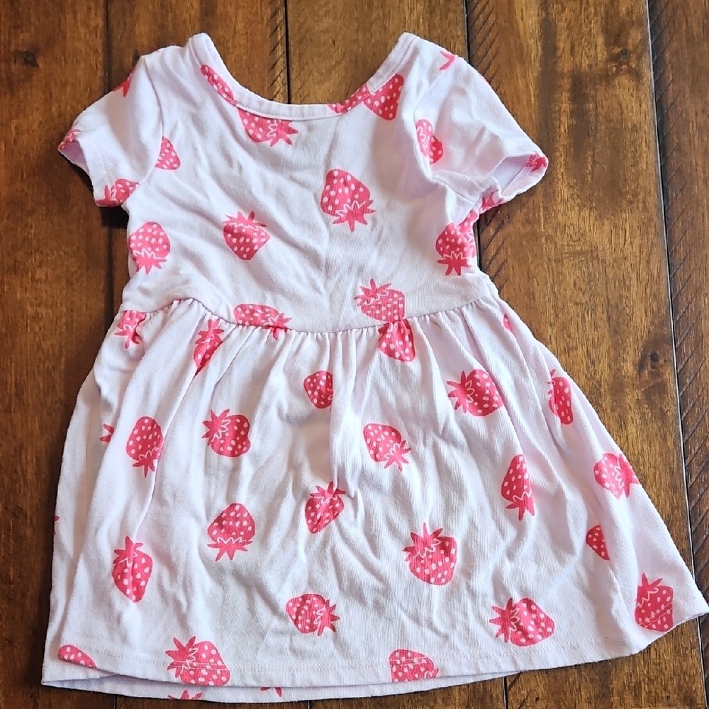 Cat & Jack White Dress with Pink Strawberry Print